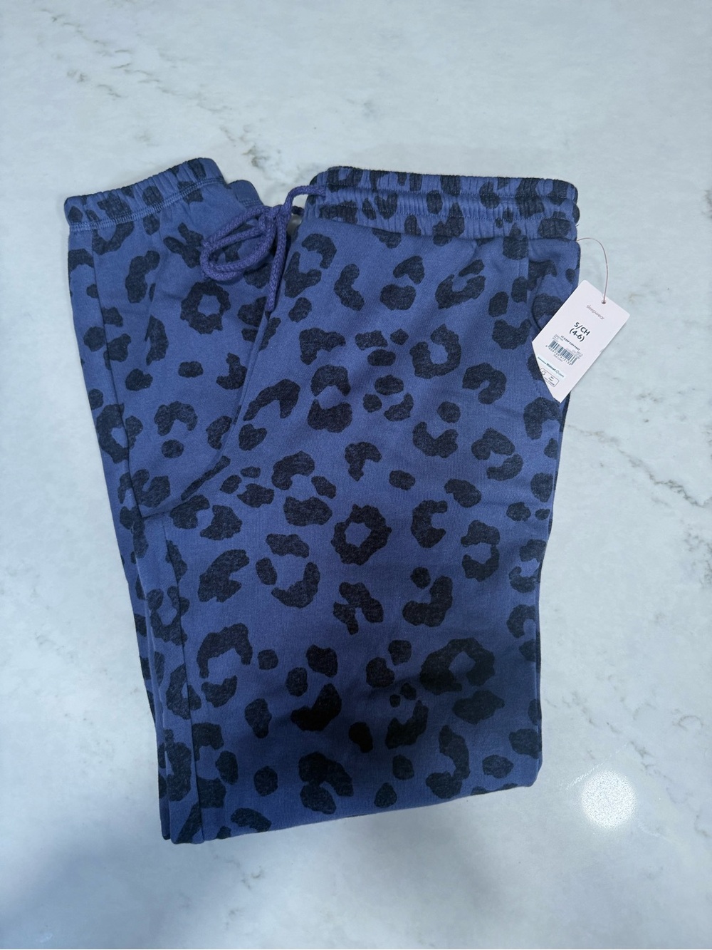 Secret Treasures Navy & Black Leopard Print Joggers - Drawstring Waist
